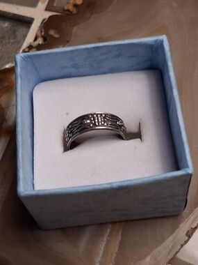 Sterling Silver Textured Band Ring - Silver